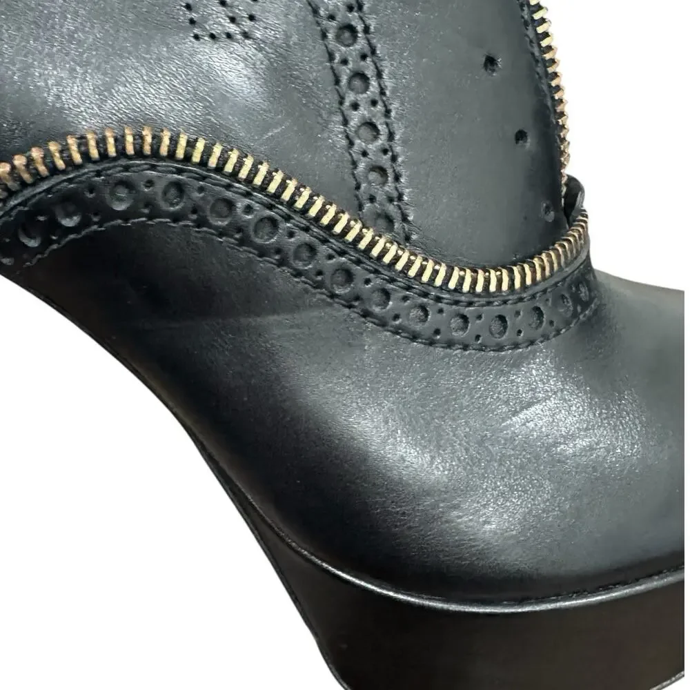 Louis Vuitton Heeled Platform Booties Black Leather Zipper Italy 37.5 EU 7.5 US - Picture 16 of 16